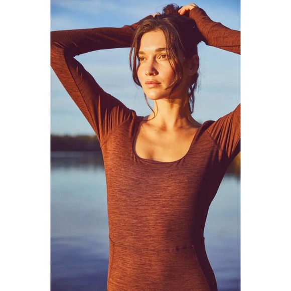 Free People Movement Releve Crossback Jumpsuit in Heather Espresso Size XS - Picture 2 of 12